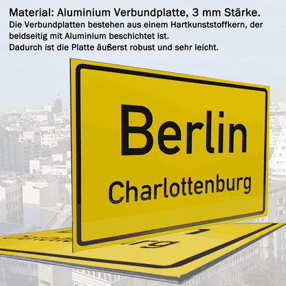 Personalisiertes Ortsschild Deutschland – Wunschort auf 3 mm Aluverbundplatte