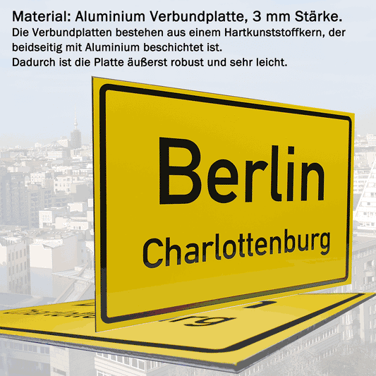 Personalisiertes Ortsschild Deutschland – Wunschort auf 3 mm Aluverbundplatte